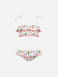 Bikini bralette Melie bianco panna con stampa schizzi estivi