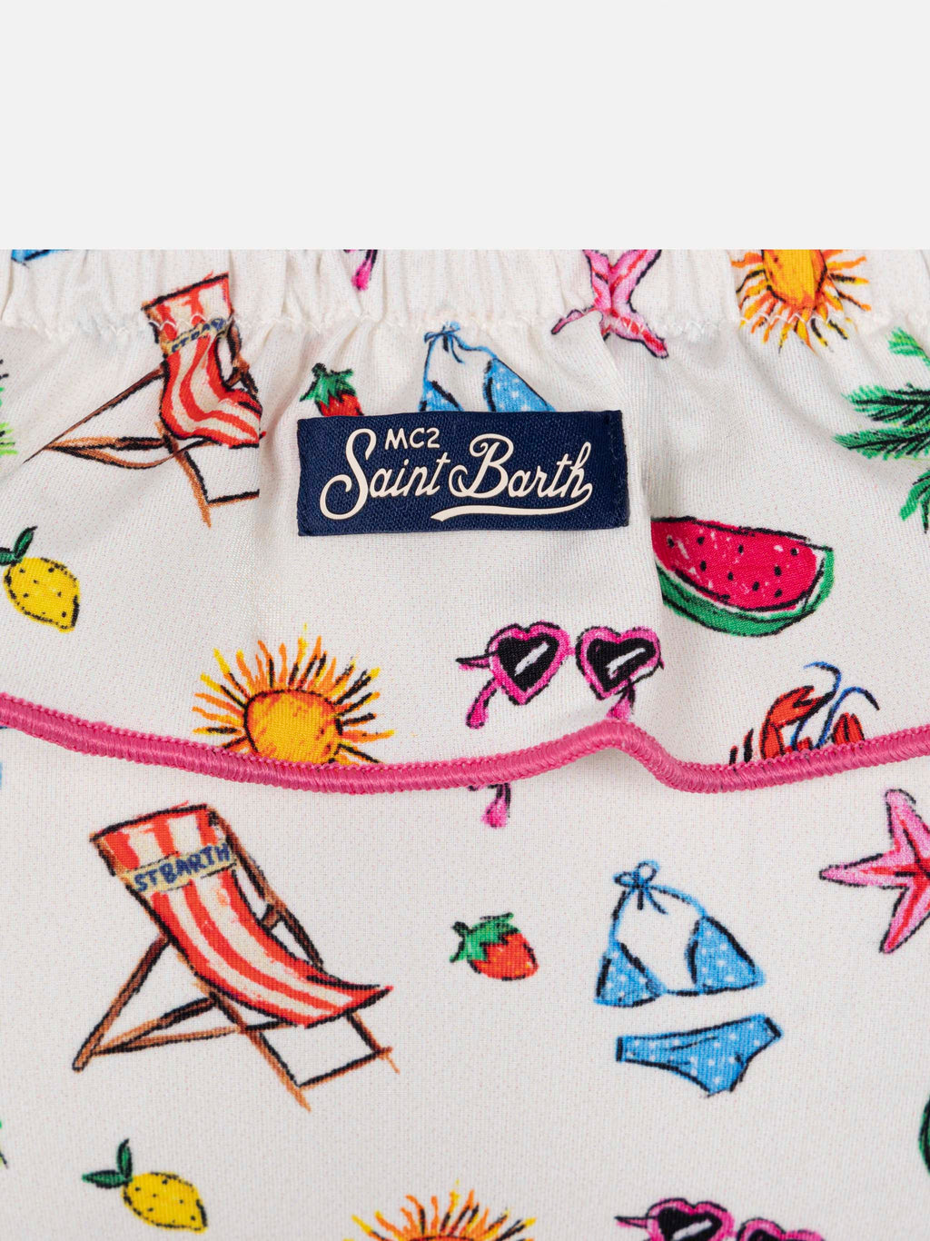 Bikini bralette Melie bianco panna con stampa schizzi estivi