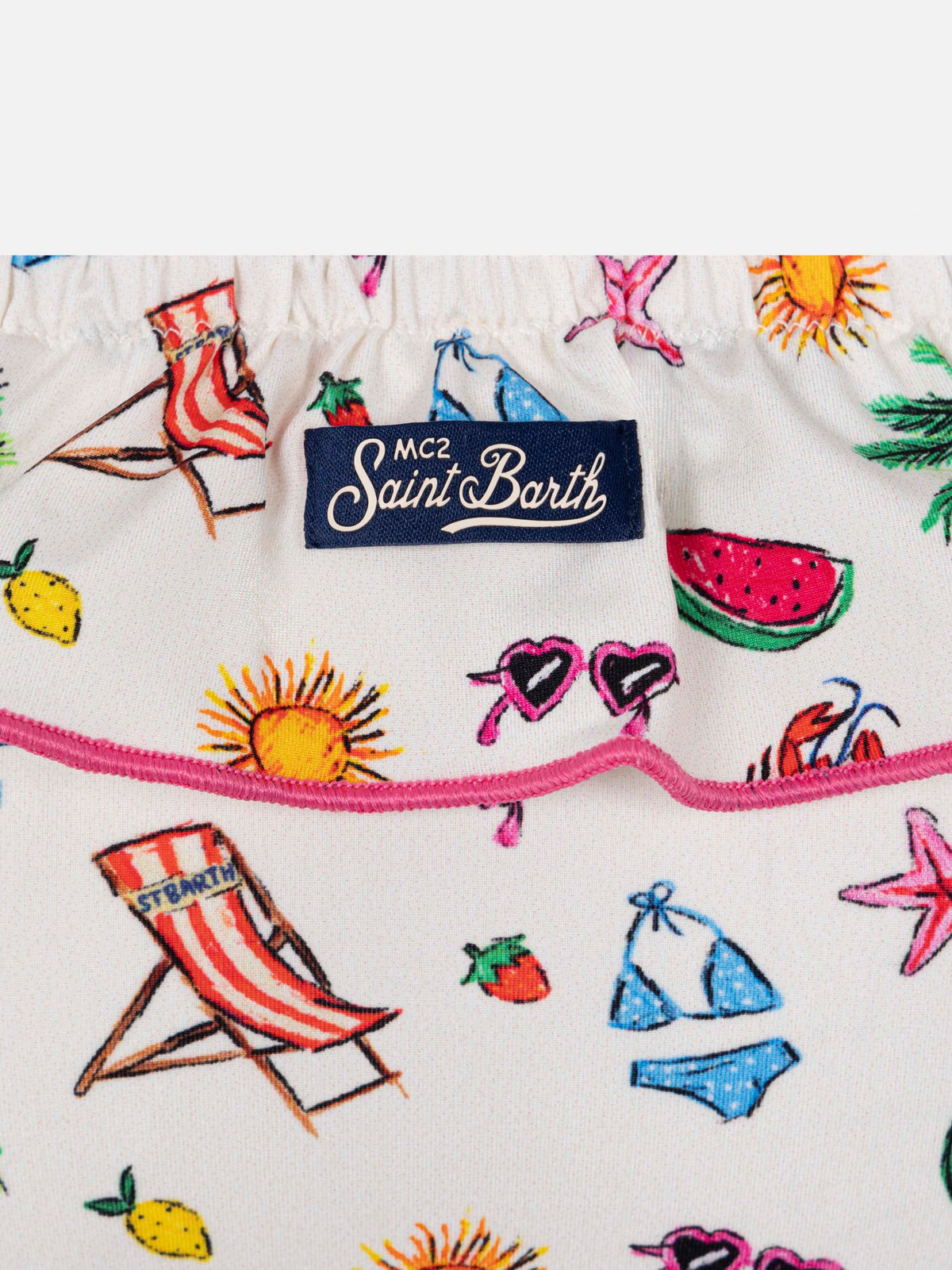 Bikini bralette Melie bianco panna con stampa schizzi estivi