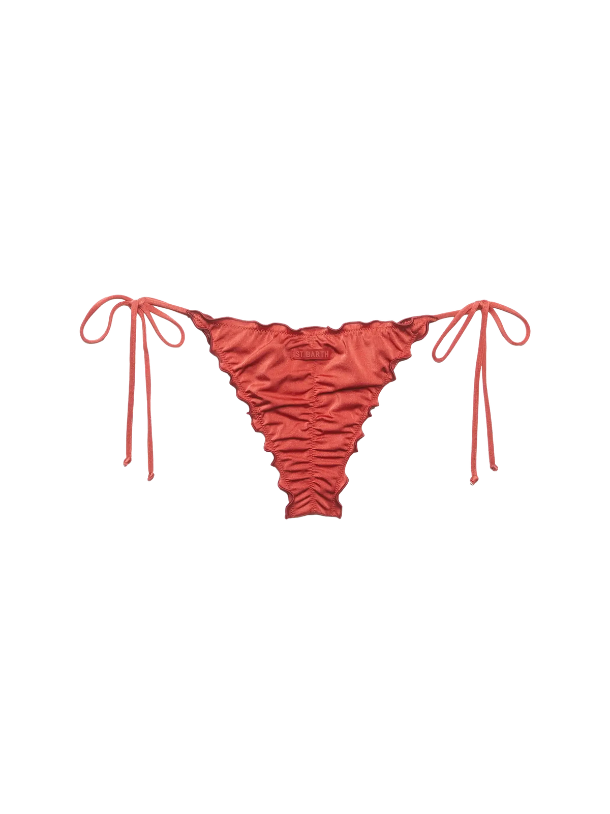 Slip mare Miami rosso mattone in tessuto lucido