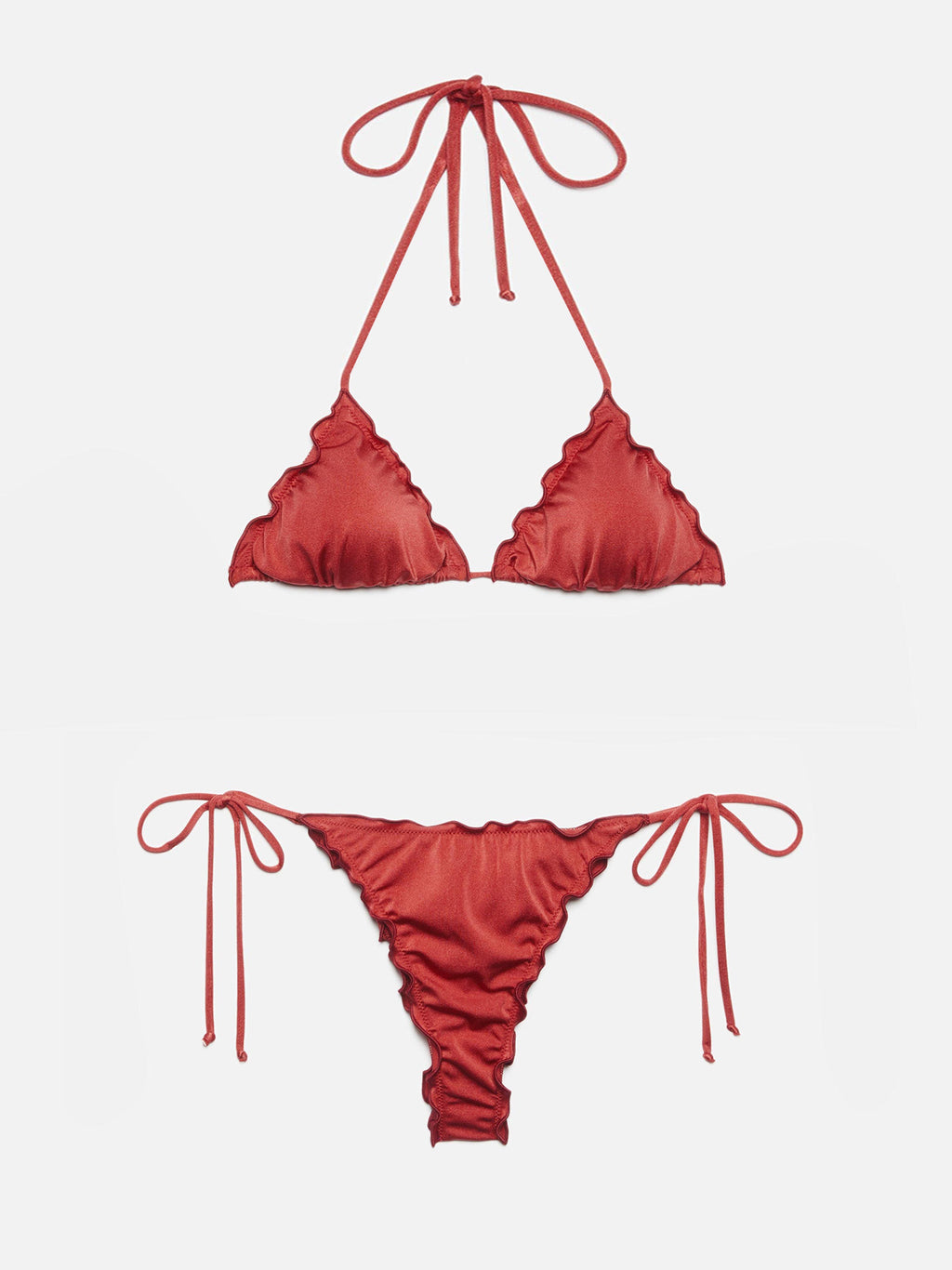 Bikini a triangolo Sagittarius Miami rosso mattone in tessuto lucido