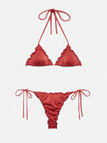 Bikini a triangolo Sagittarius Miami rosso mattone in tessuto lucido