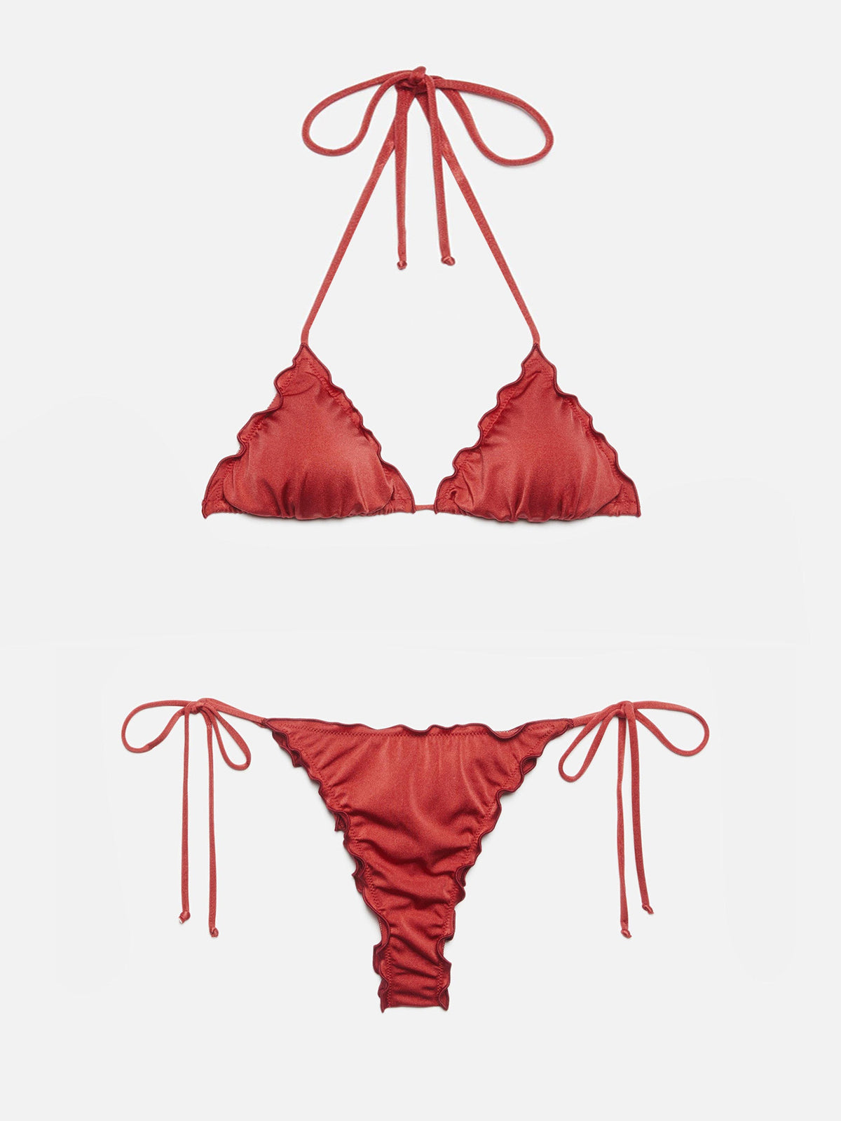 Bikini a triangolo Sagittarius Miami rosso mattone in tessuto lucido