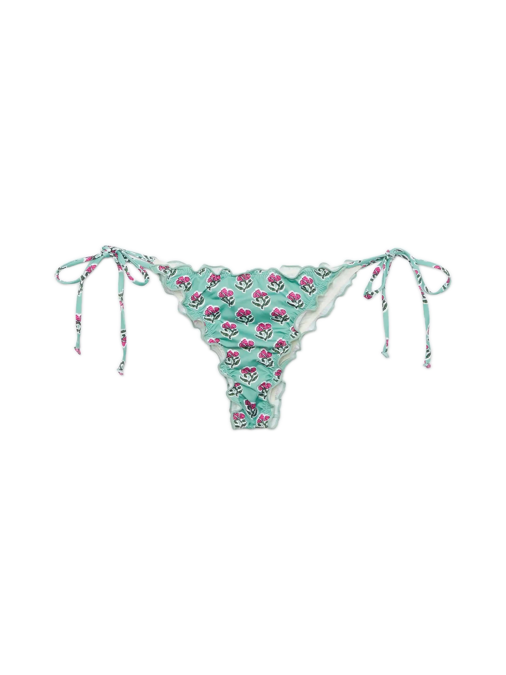 Slip mare Miami con stampa floreale Jaipur nei toni del verde salvia e del fucsia