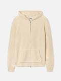 Maglia Malcolm grano in lana con cappuccio e zip intera