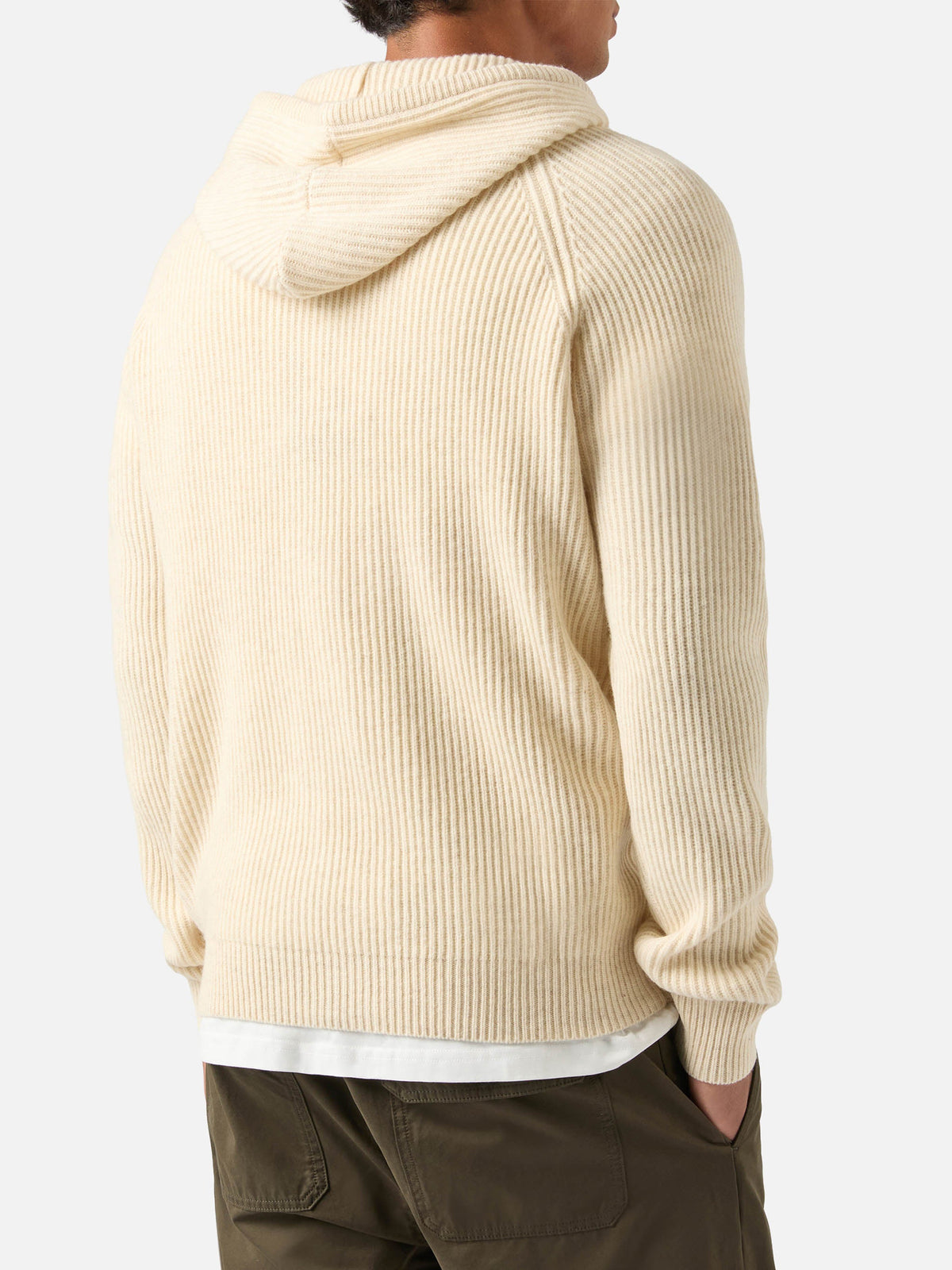 Maglia Malcolm grano in lana con cappuccio e zip intera