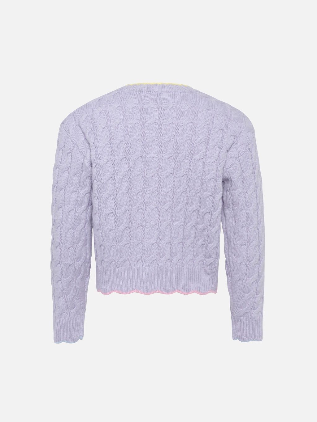 Cardigan Mallery Jr lilla con lavorazione Aran