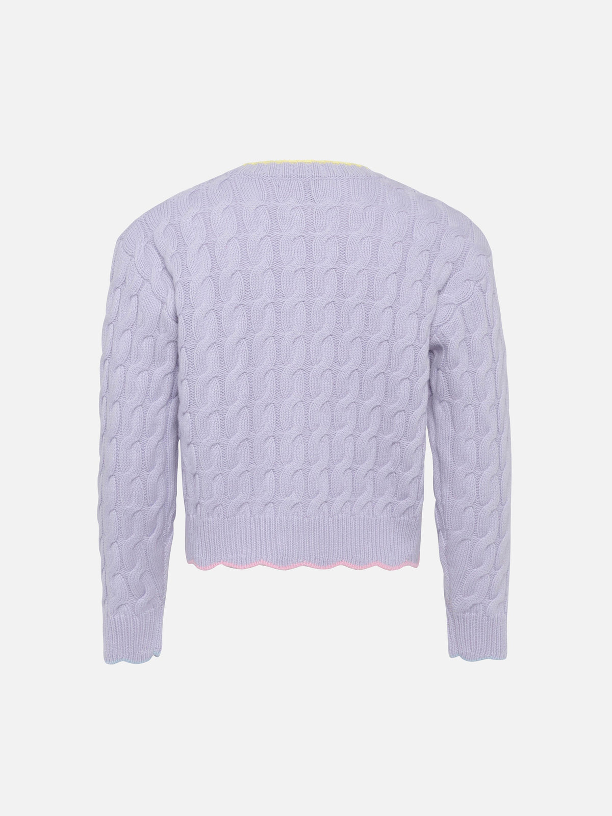 Cardigan Mallery Jr lilla con lavorazione Aran