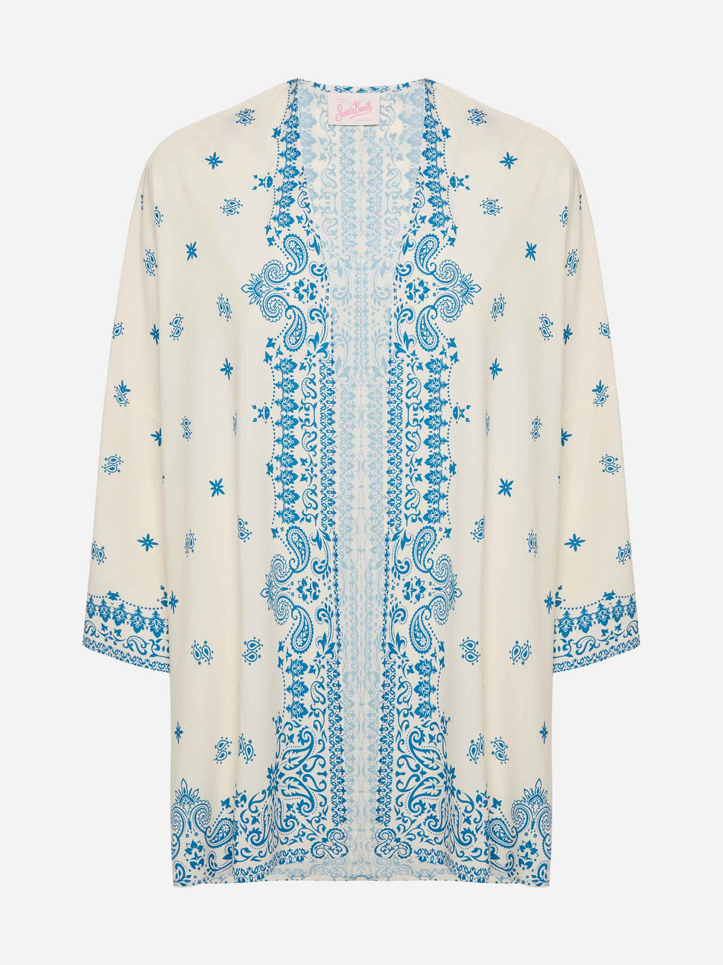Giacca kimono Milos blu navy con stampa paisley bandana