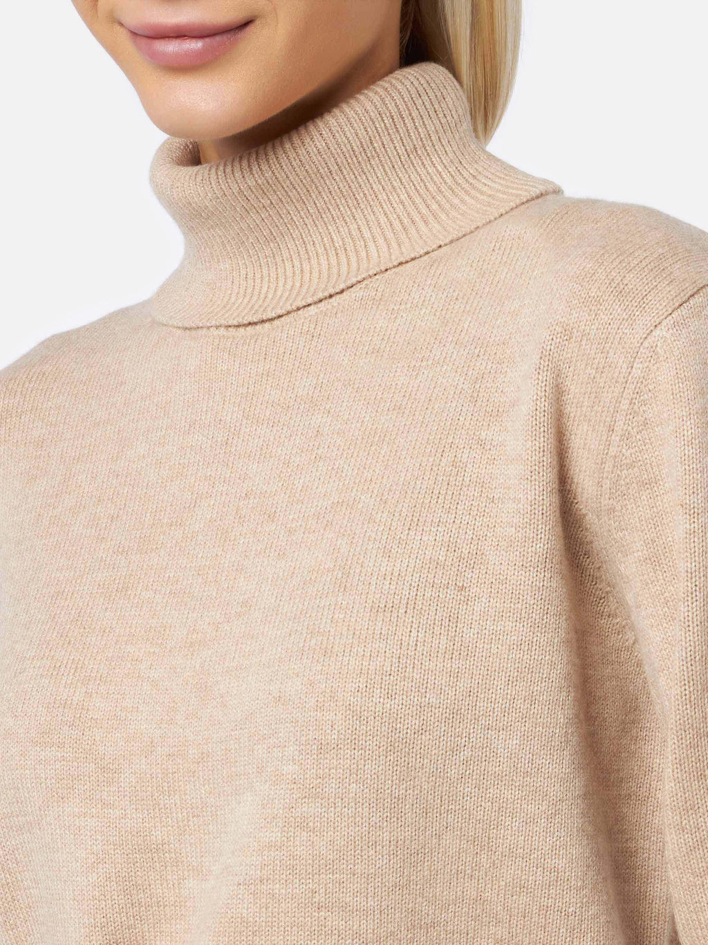 Maglia dolcevita Moody beige melange in cashmere