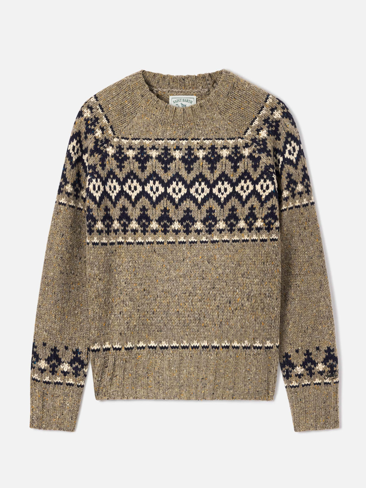 Maglia girocollo Merida in misto lana Donegal con motivo fair isle