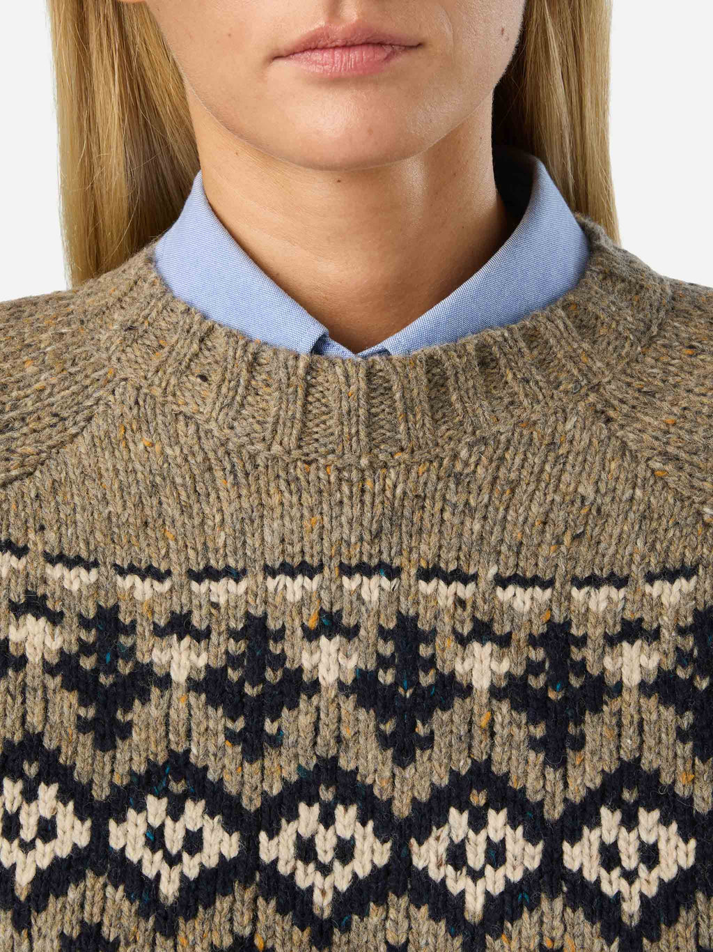 Maglia girocollo Merida in misto lana Donegal con motivo fair isle