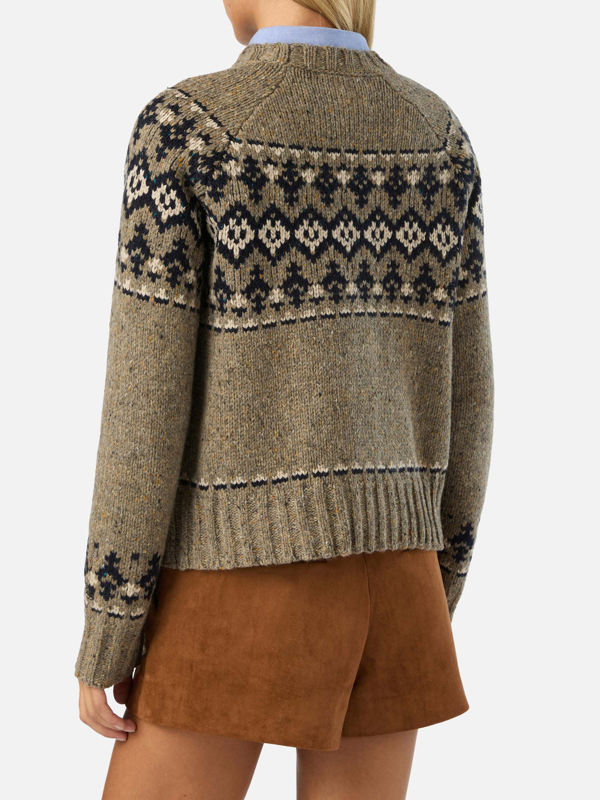 Maglia girocollo Merida in misto lana Donegal con motivo fair isle