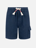 Bermuda Marseille Jr blu navy in lino