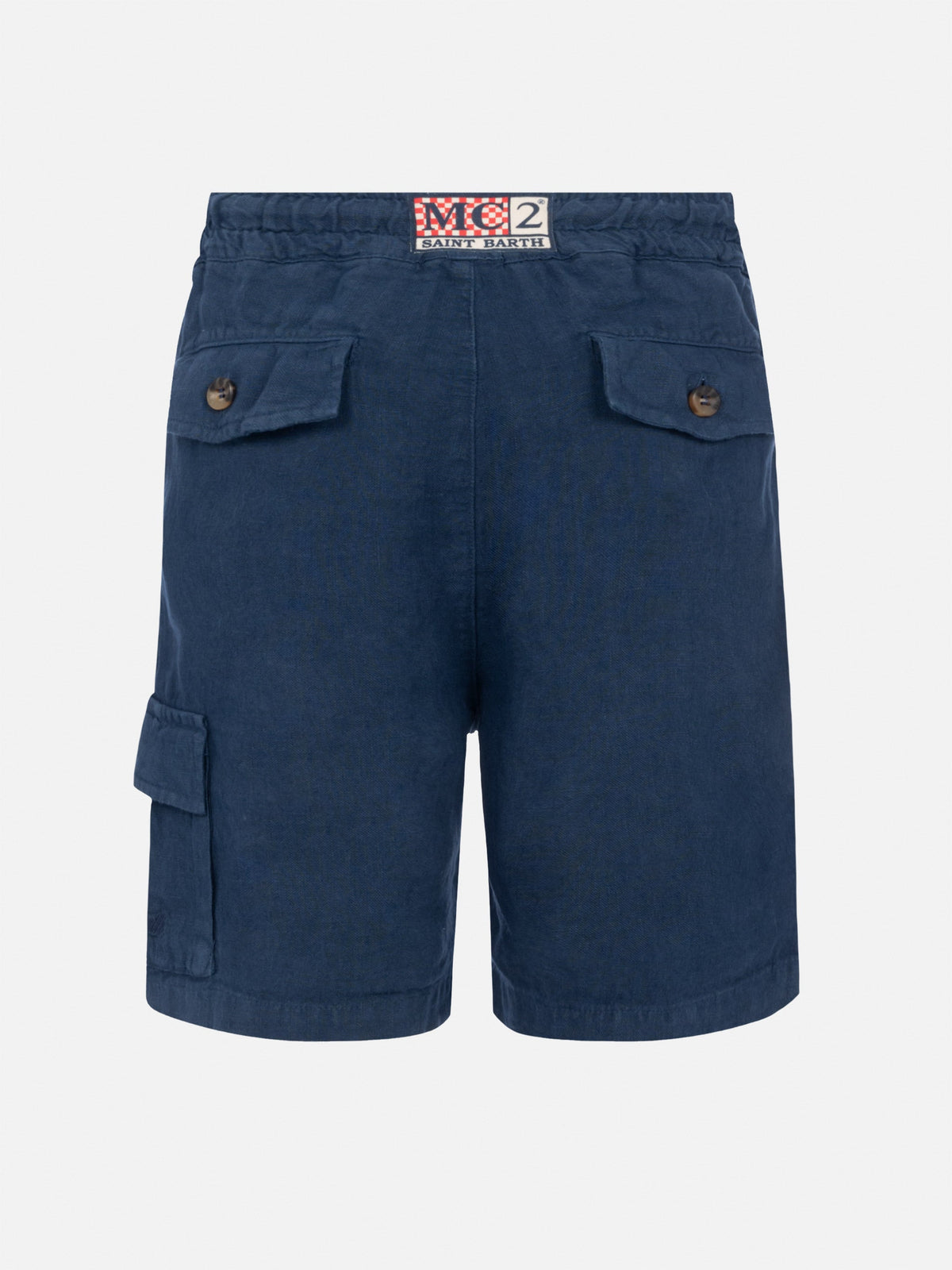 Bermuda Marseille Jr blu navy in lino