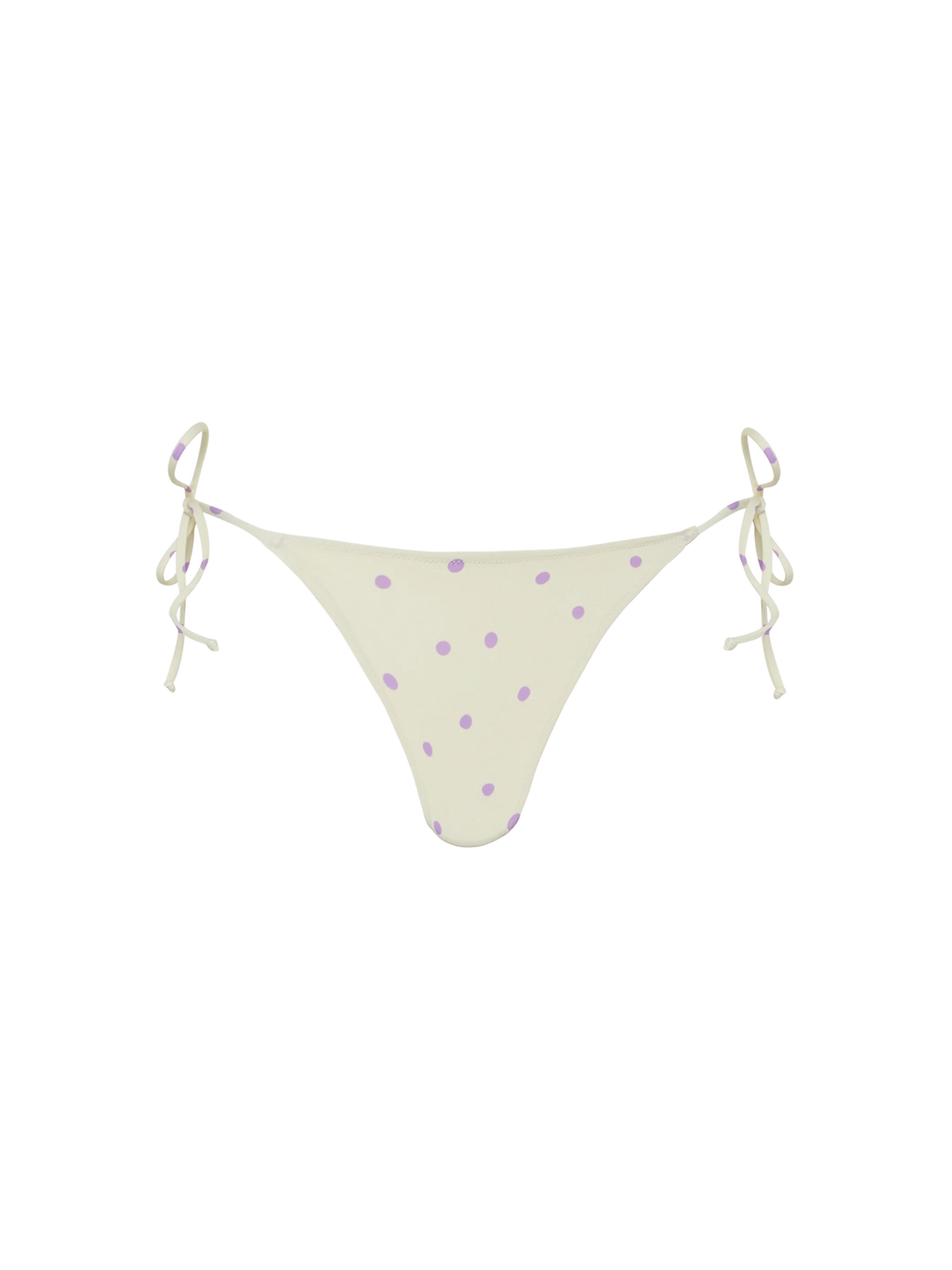 Slip mare Marielle modello brasiliana con stampa pois su fondo bianco panna