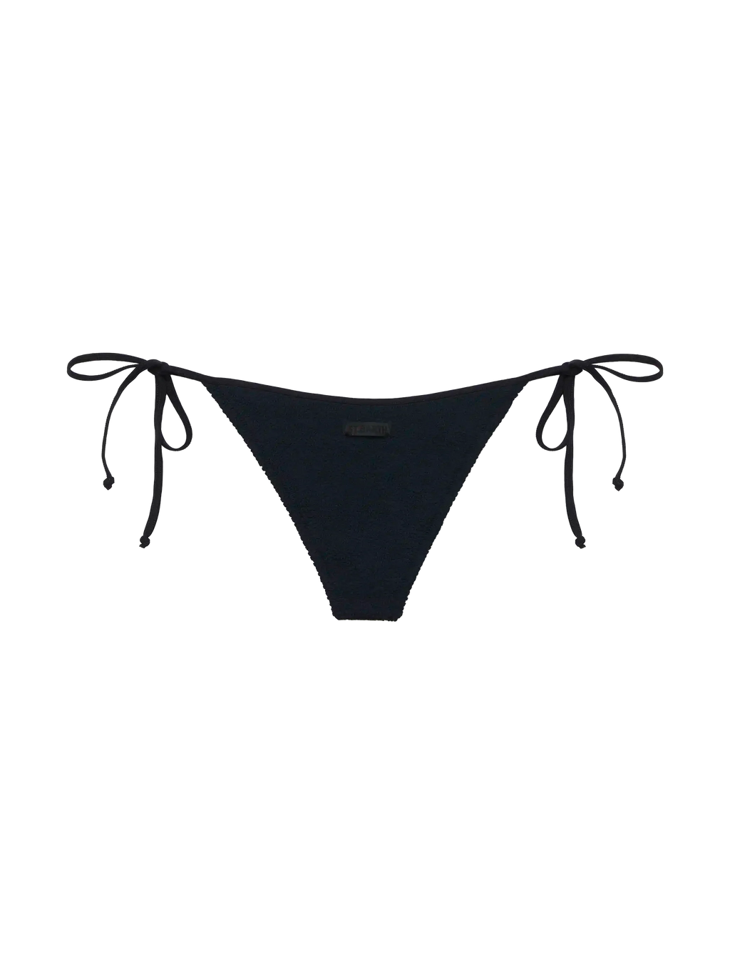 Slip mare Marielle String nero in tessuto crinkle modello brasiliana