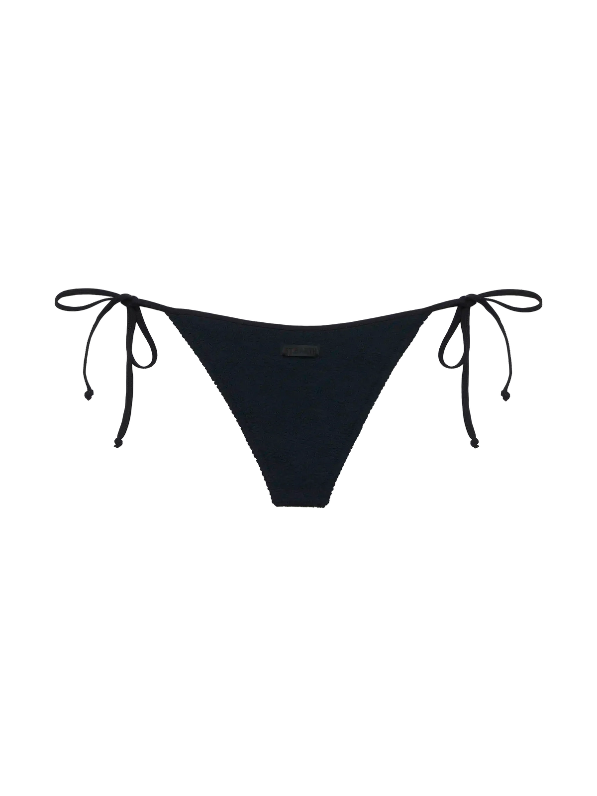 Slip mare Marielle String nero in tessuto crinkle modello brasiliana