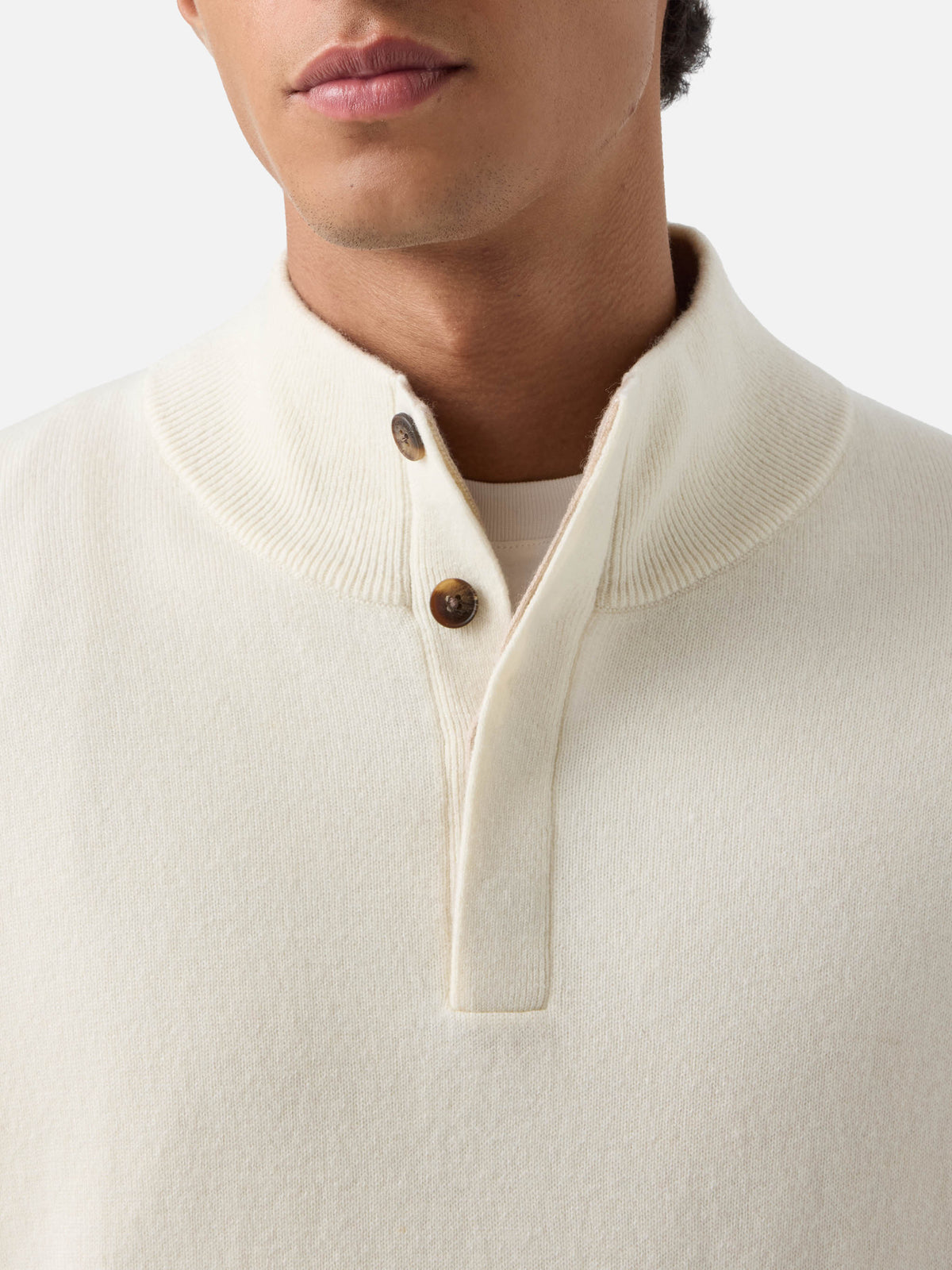 Maglia Marlow bianco panna in misto lana e cashmere con collo alto