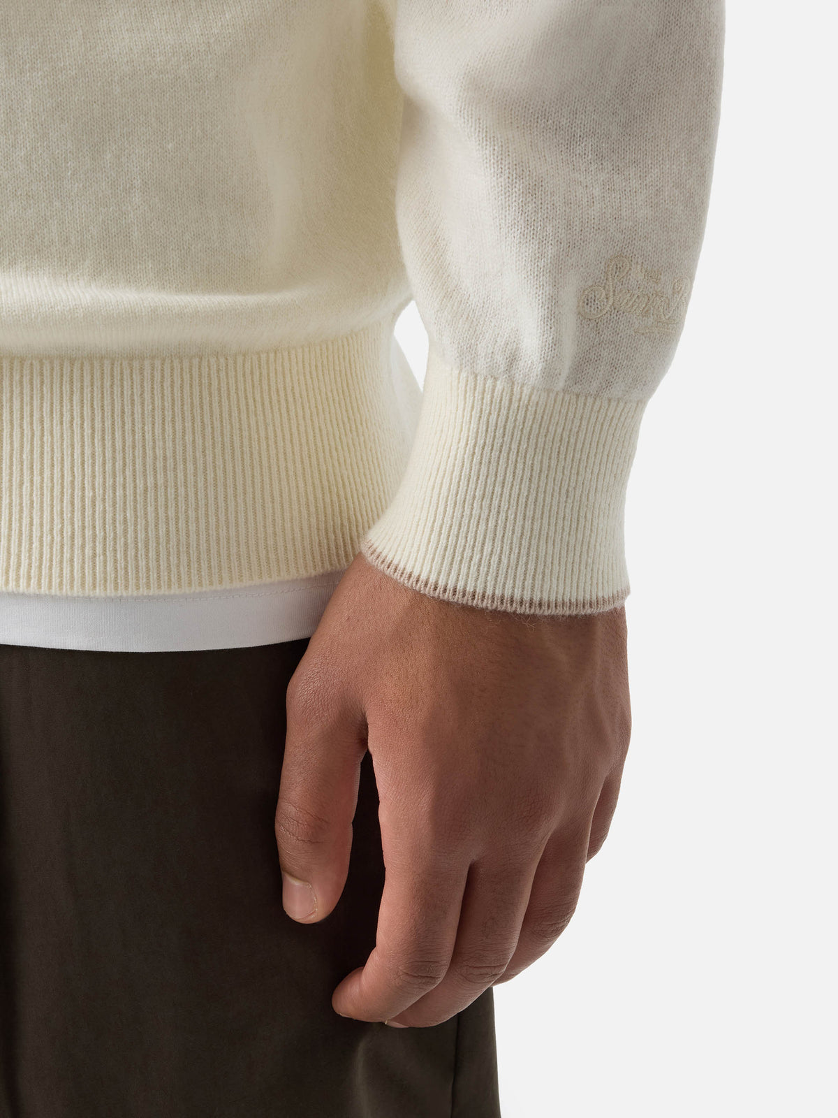 Maglia Marlow bianco panna in misto lana e cashmere con collo alto