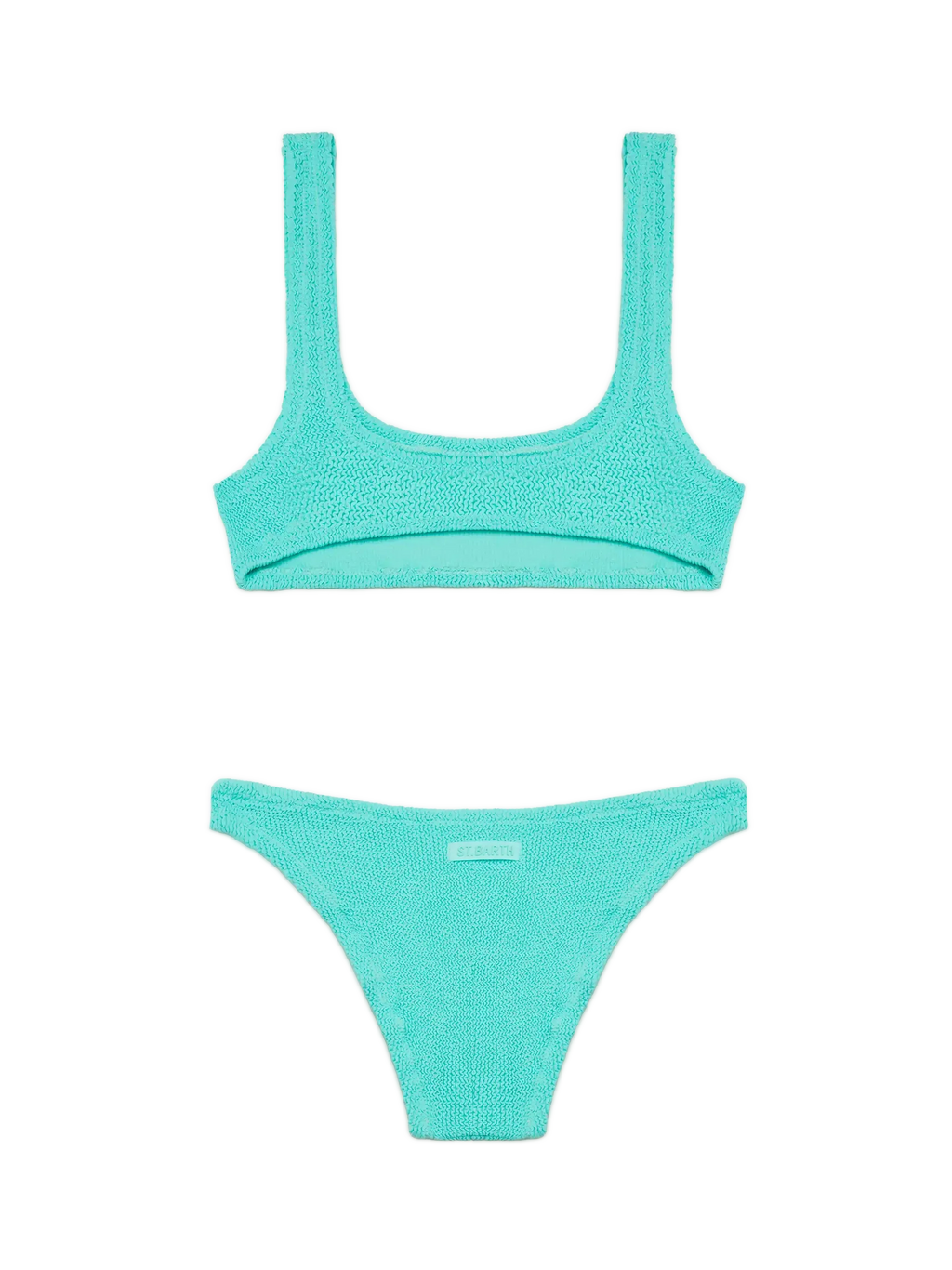 Bikini bralette Naima Elise verde acqua in tessuto crinkle