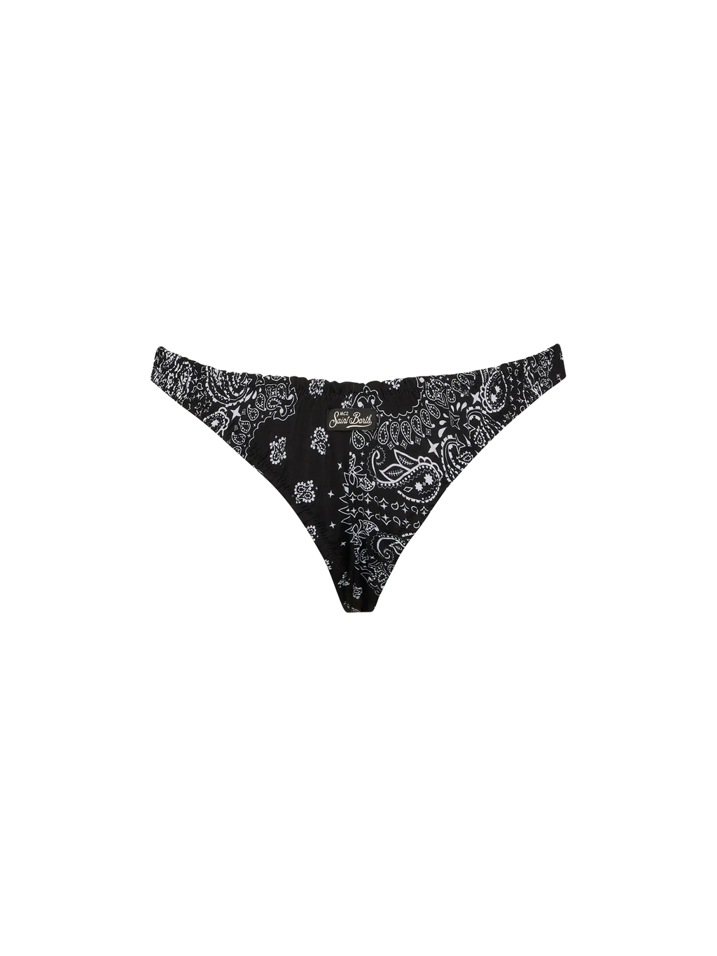 Slip mare Nalu nero modello brasiliana con stampa bandana