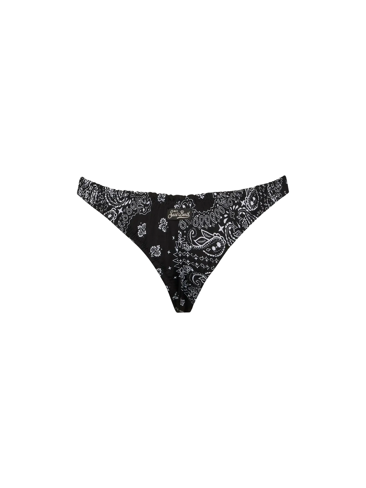 Slip mare Nalu nero modello brasiliana con stampa bandana