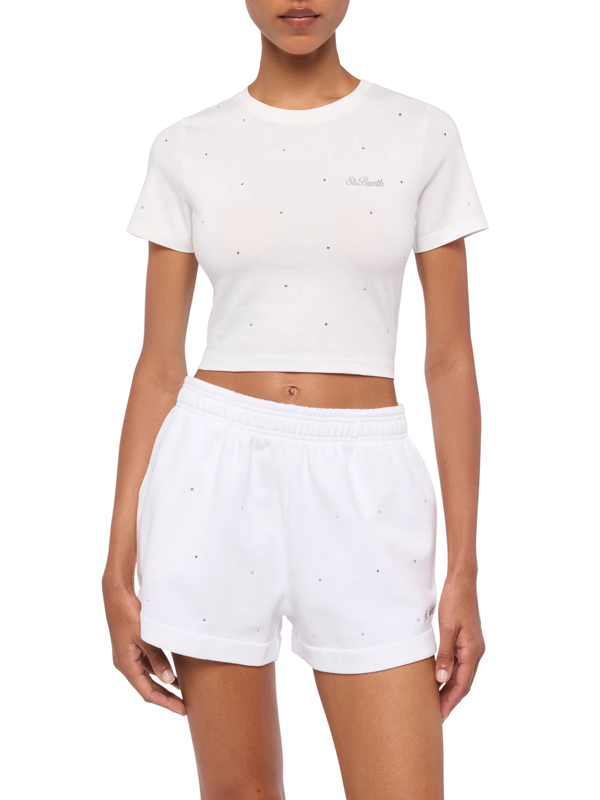 T-shirt Nives bianca con strass all-over product image 1
