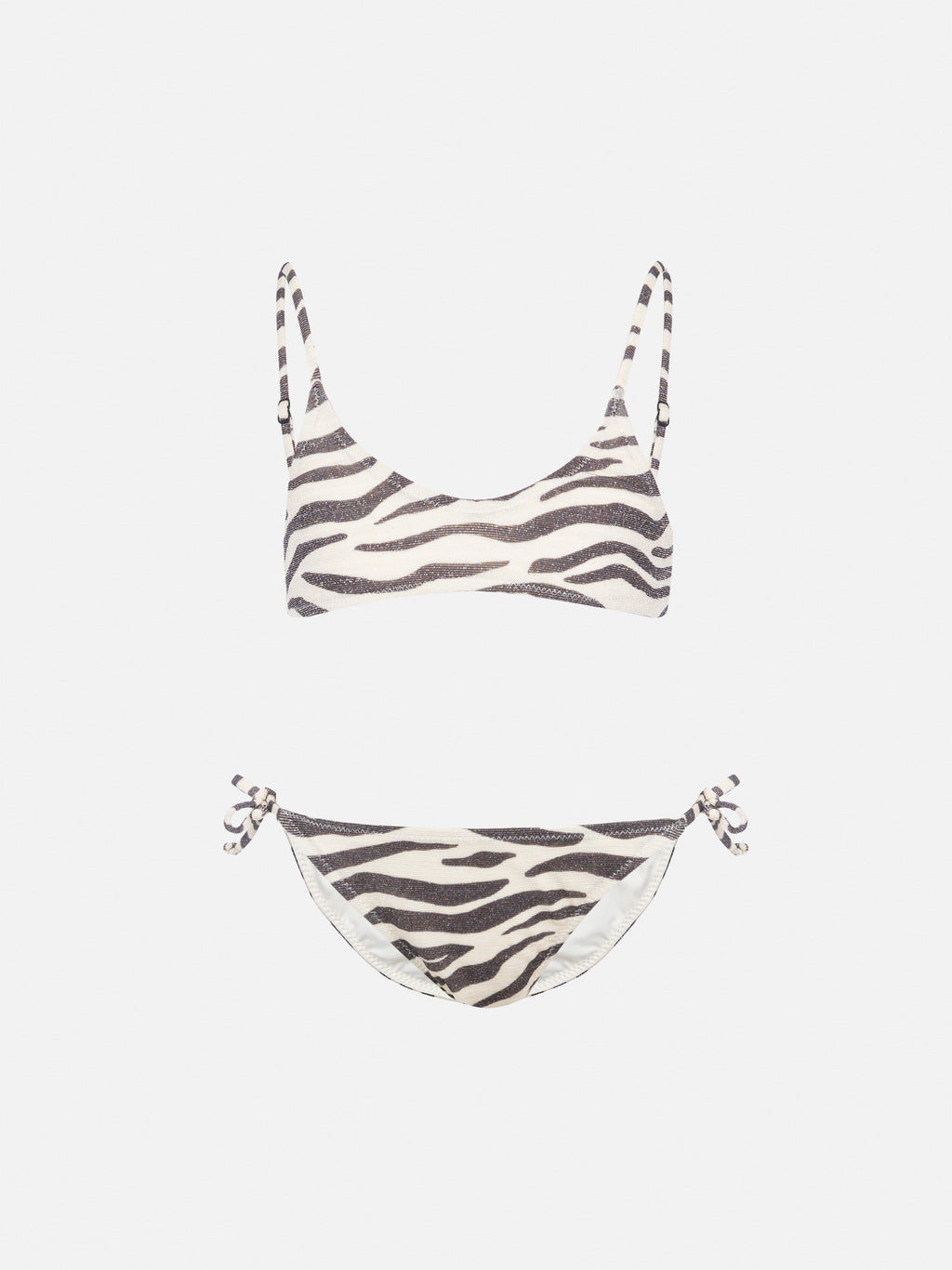 Bikini bralette Paloma Jr in lurex con stampa zebrata