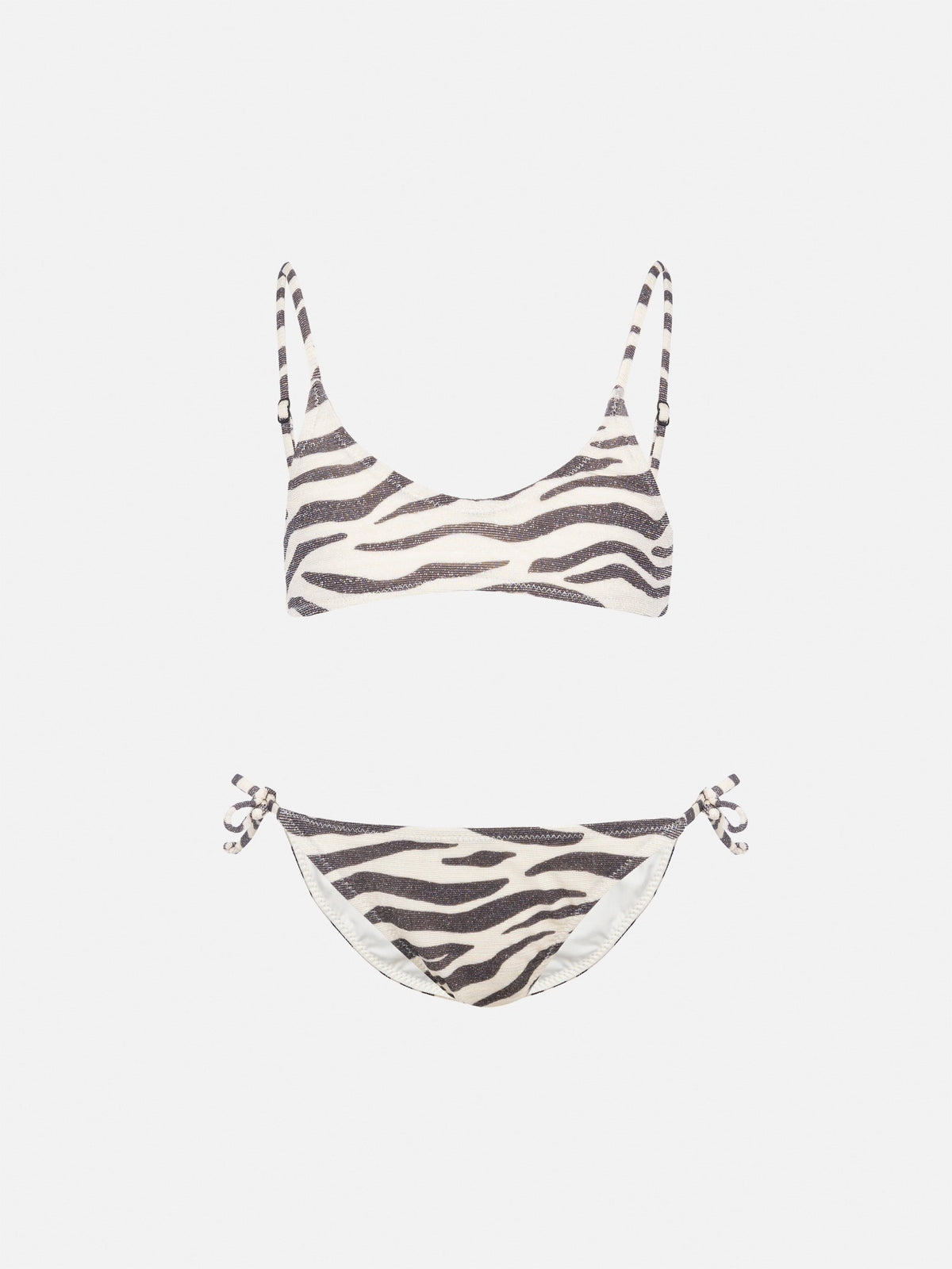 Bikini bralette Paloma Jr in lurex con stampa zebrata