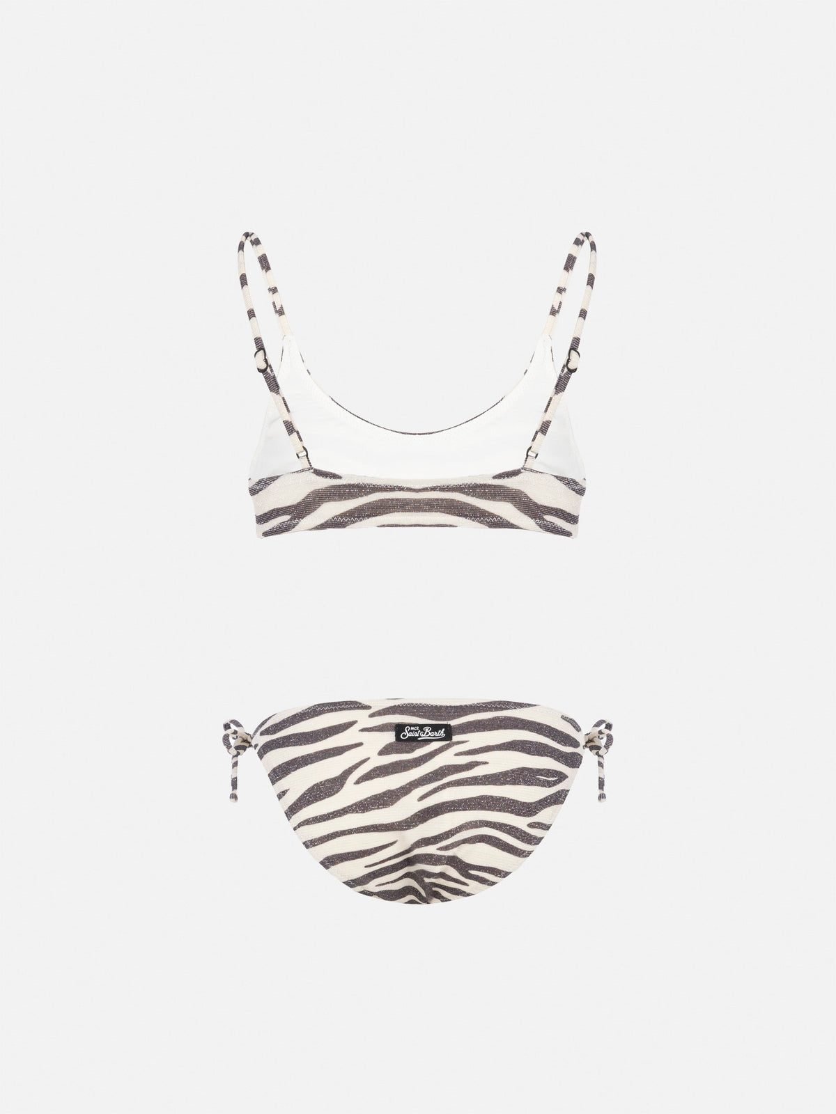 Bikini bralette Paloma Jr in lurex con stampa zebrata