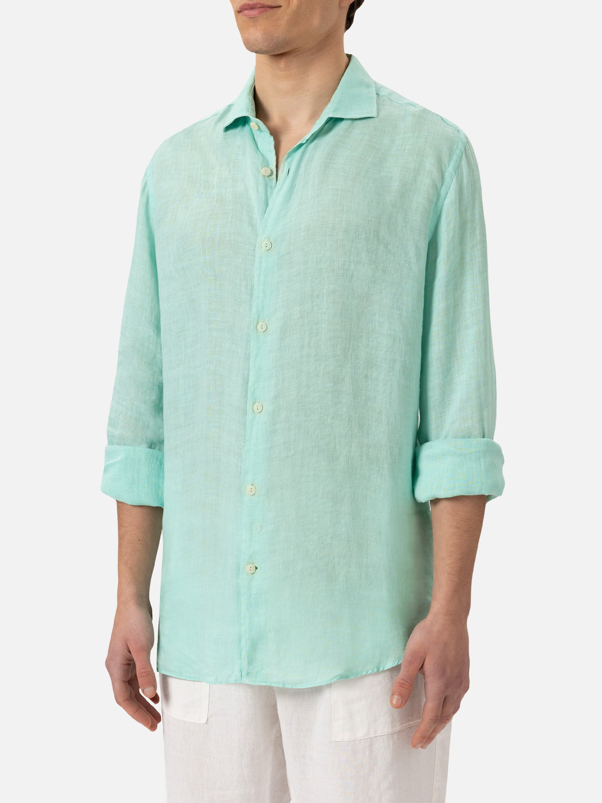 Camicia Pamplona verde salvia in lino product image 1