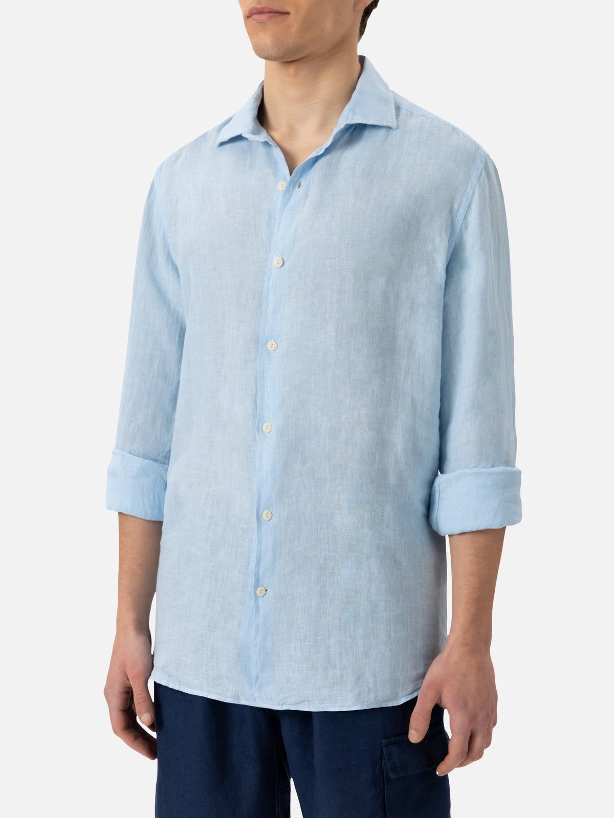 Camicia Pamplona azzurra in lino product image 1