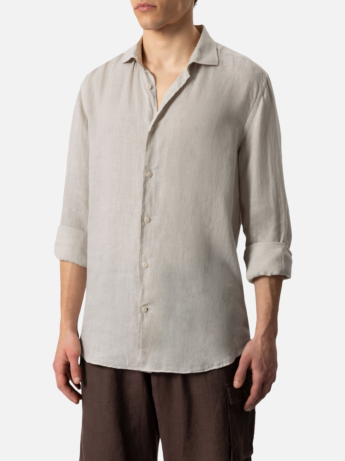 Camicia Pamplona bianco panna in lino product image 1