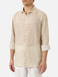 Camicia Pamplona beige in lino con stampa bandana product image 1