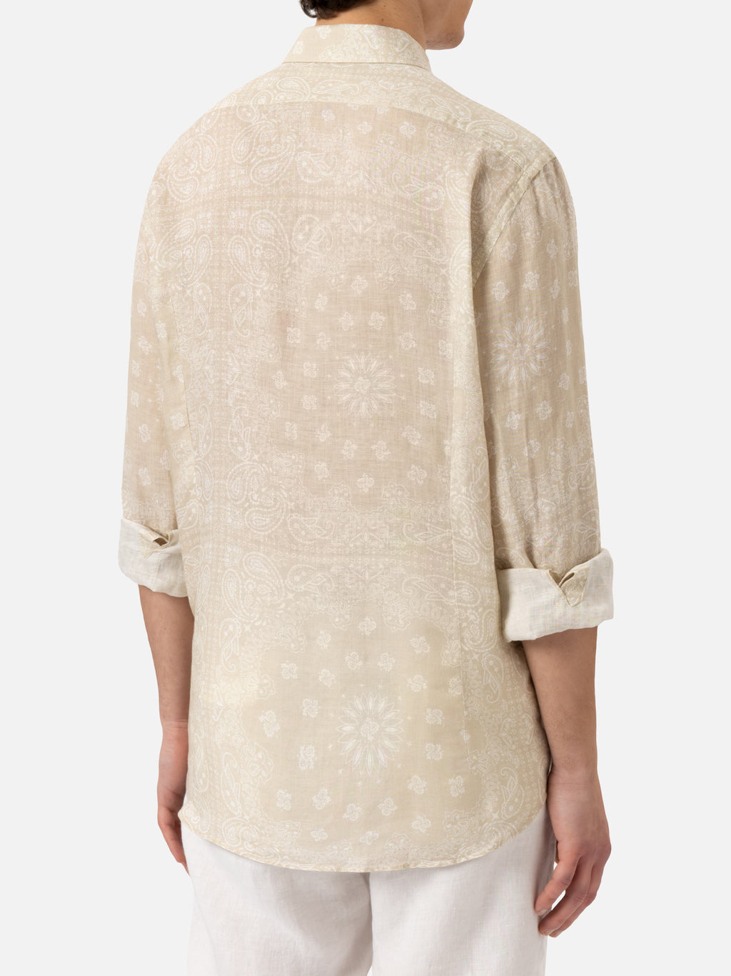 Camicia Pamplona beige in lino con stampa bandana product image 3
