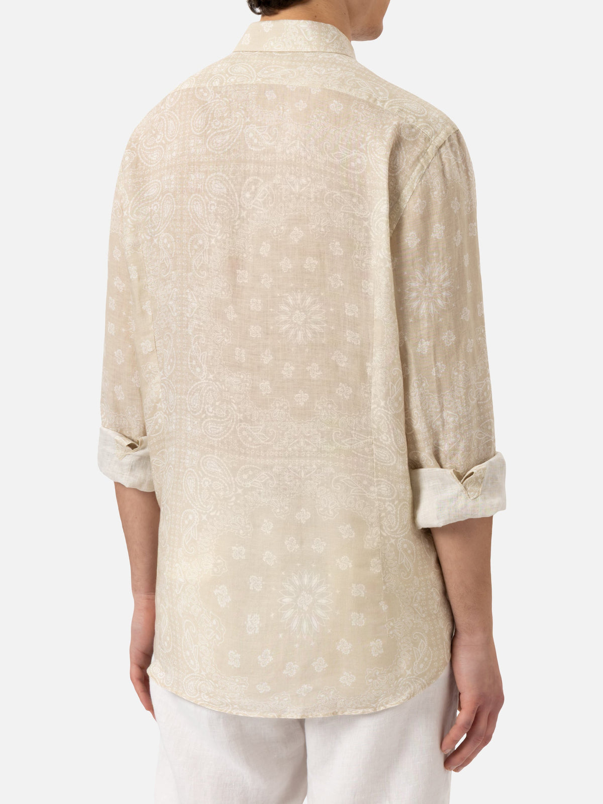 Camicia Pamplona beige in lino con stampa bandana product image 3