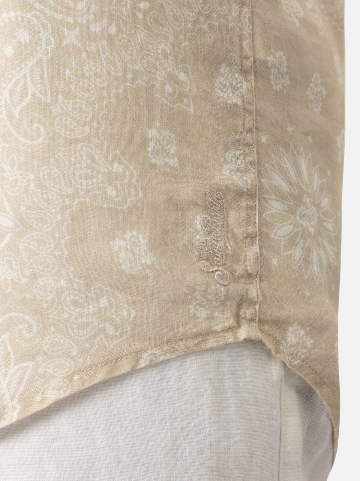 Camicia Pamplona beige in lino con stampa bandana product image 2