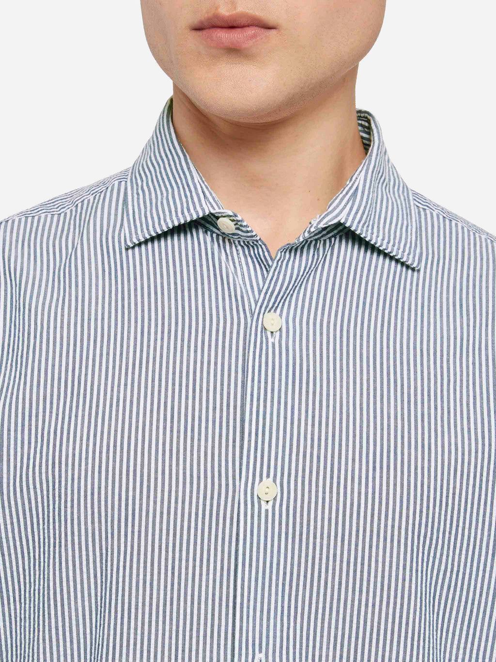 Camicia Pamplona azzurra a righe in seersucker product image 2