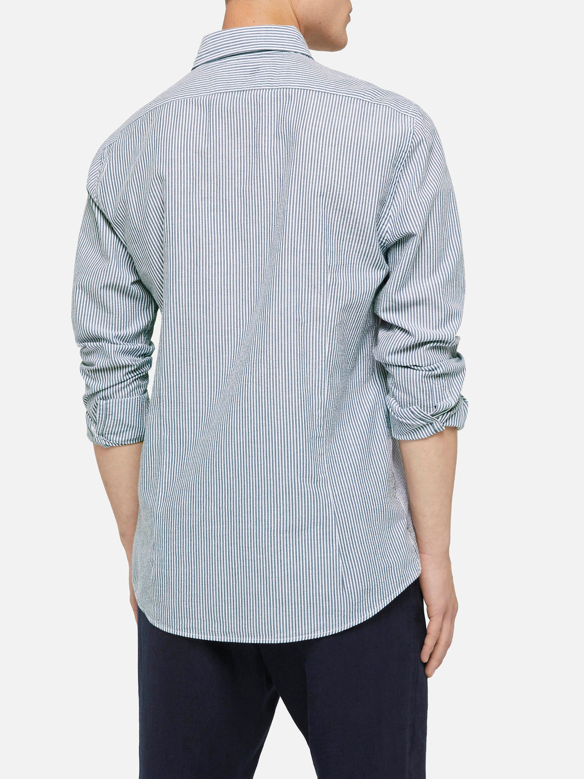 Camicia Pamplona azzurra a righe in seersucker product image 3