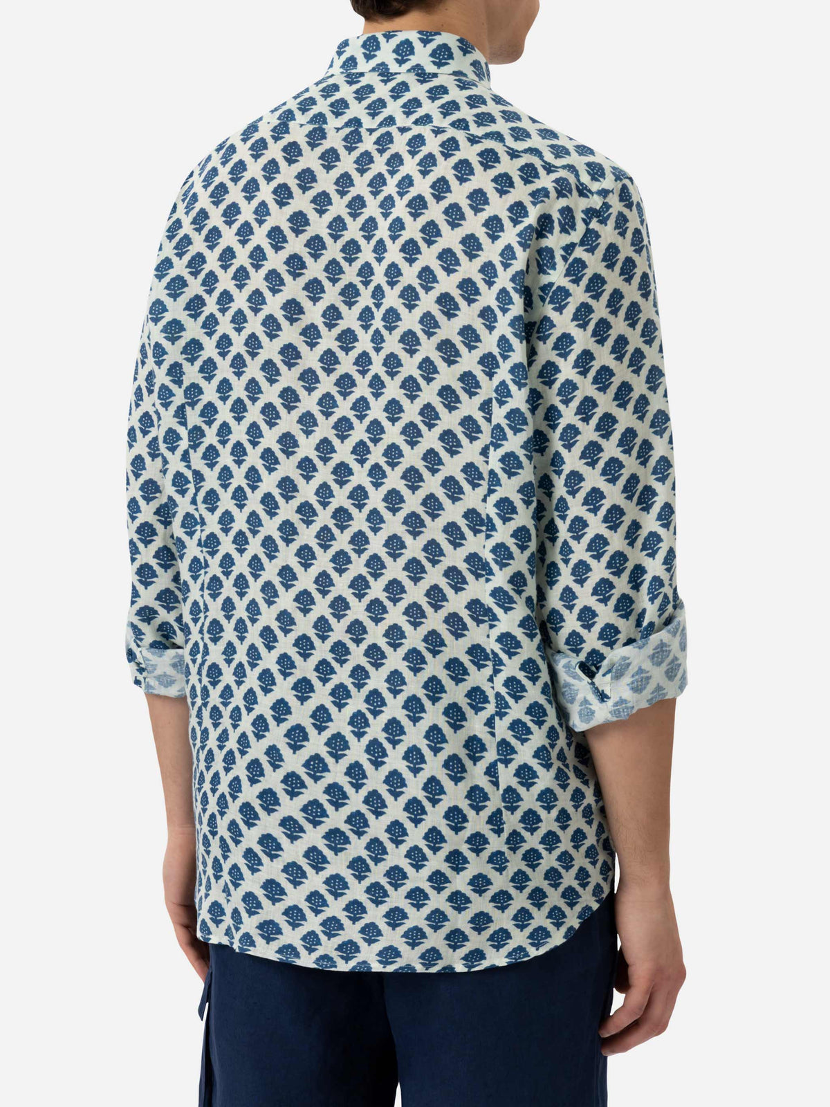 Camicia Pamplona bianco panna in lino con stampa floreale product image 3