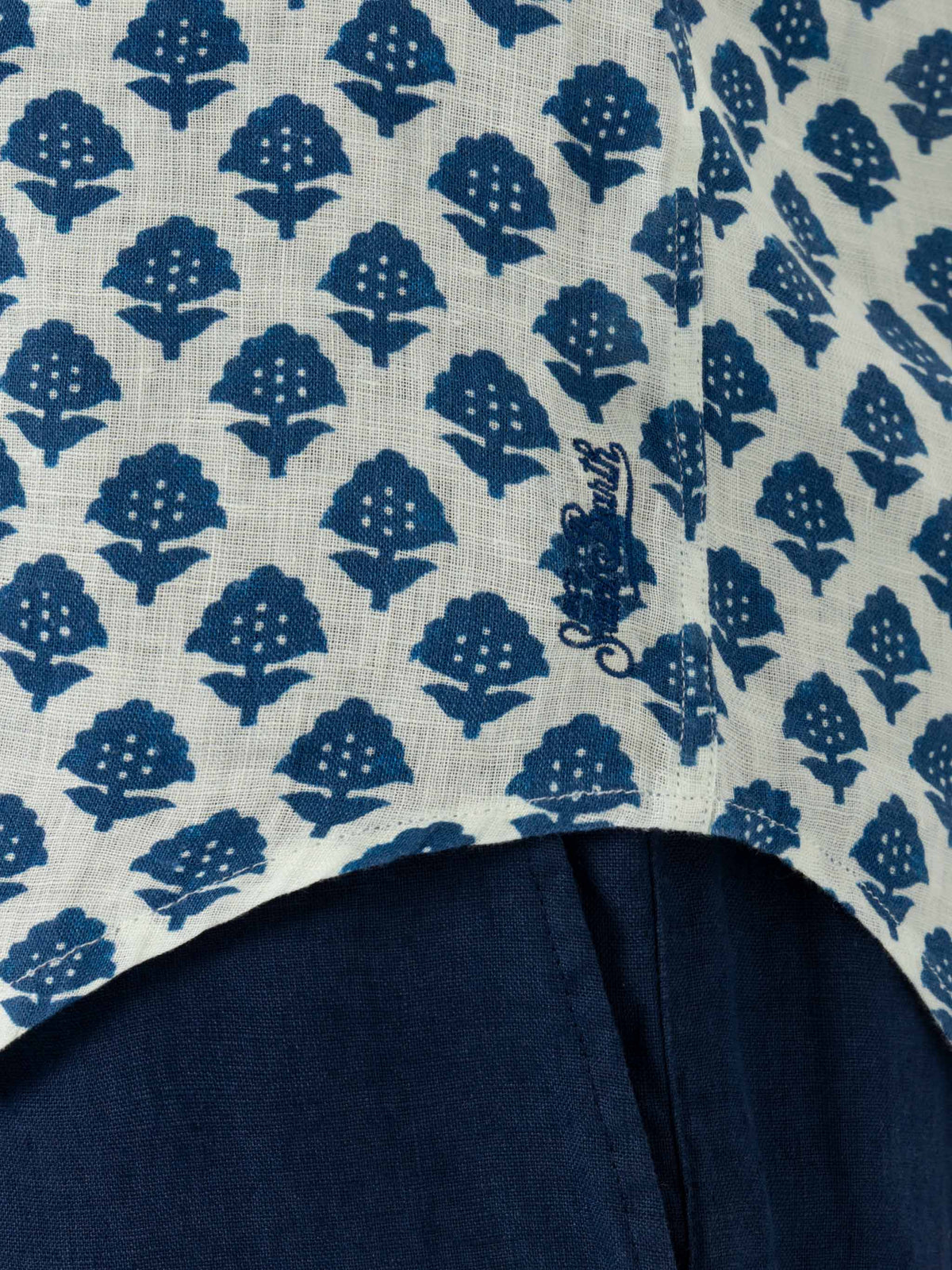 Camicia Pamplona bianco panna in lino con stampa floreale product image 2