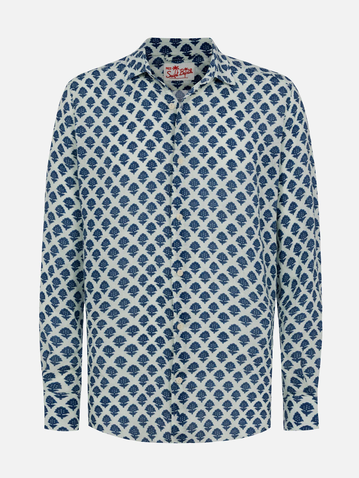 Camicia Pamplona bianco panna in lino con stampa floreale product image 4