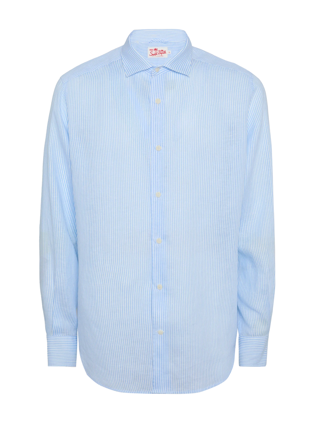 Camicia Pamplona azzurra a righe in lino product image 4