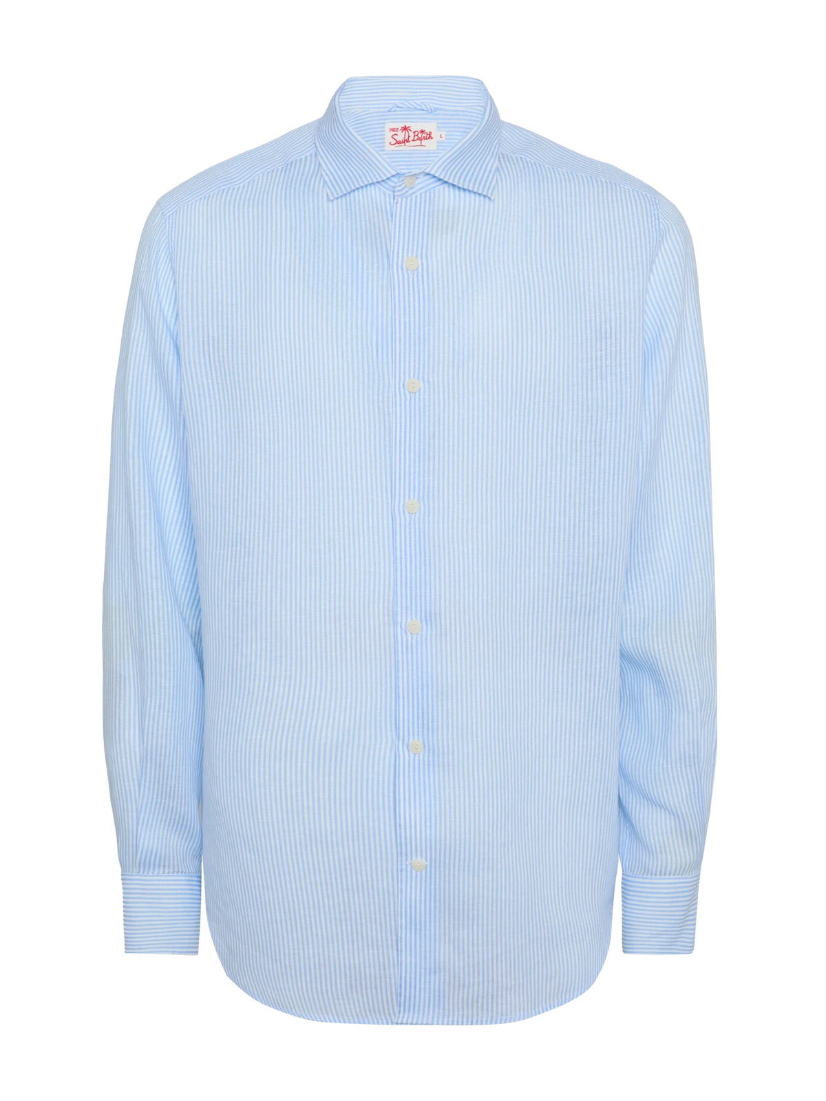 Camicia Pamplona azzurra a righe in lino product image 4