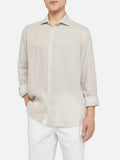 Camicia Pamplona beige a righe in lino product image 1