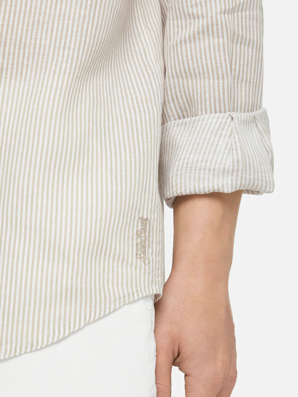 Camicia Pamplona beige a righe in lino product image 2