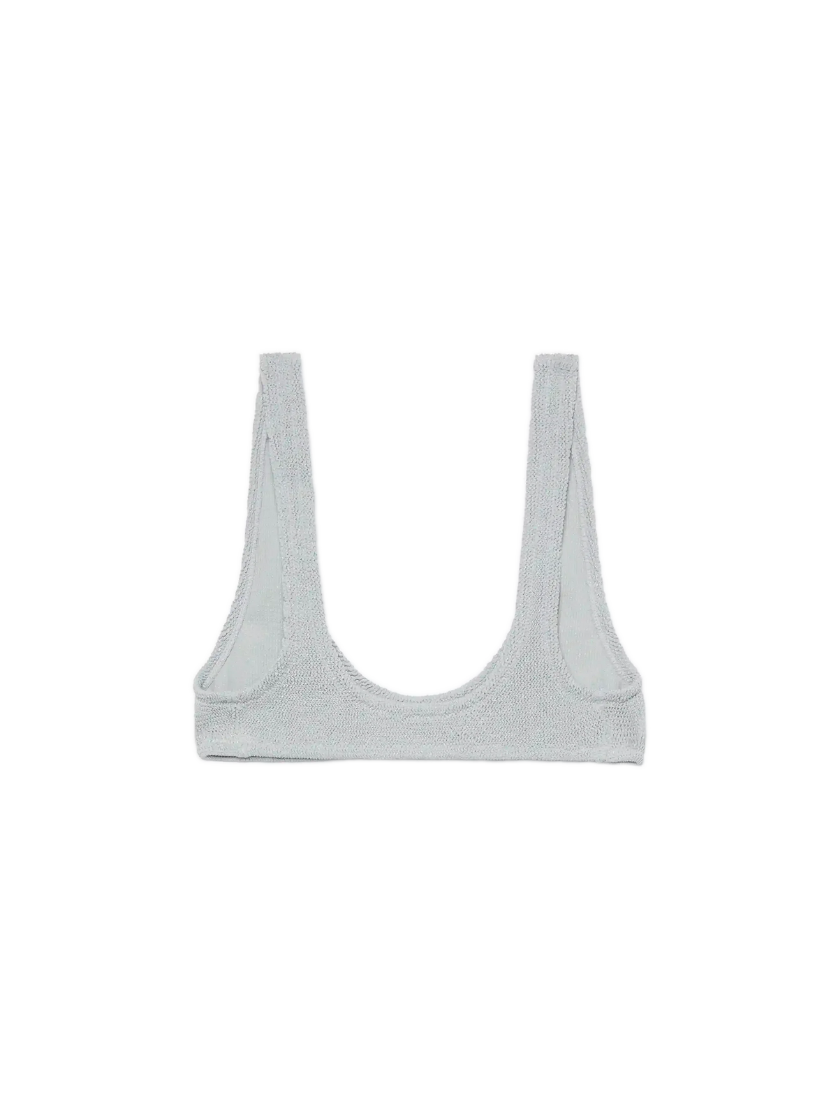 Top bikini Pamy argento in lurex crinkle