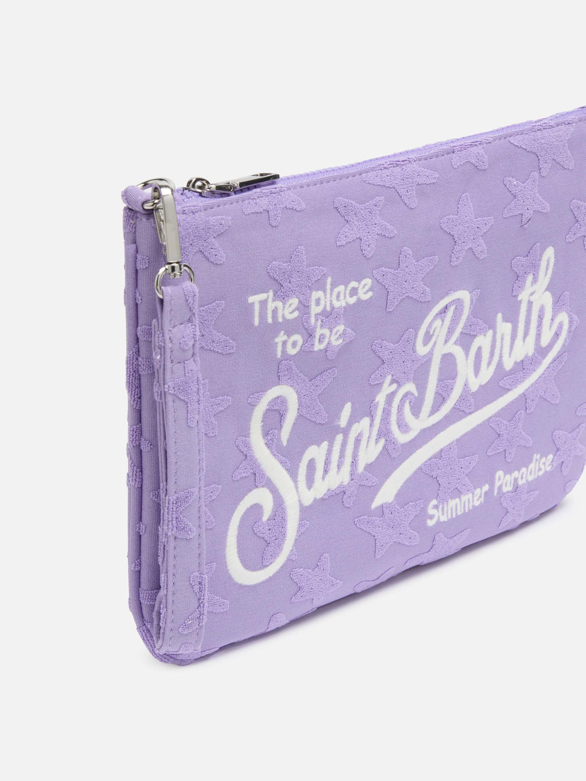 Pochette Parisienne lilla in spugna con stelle in rilievo