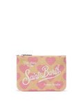 Pochette Parisienne Straw rosa con ricamo cuori